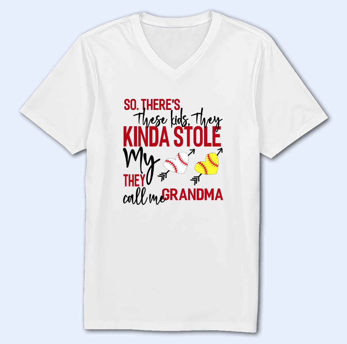 These Kids Kinda Stole My Heart - Personalized Custom V-Neck T Shirt - Birthday, Loving, Funny Gift for Grandma/Nana/Mimi, Mom, Wife, Grandparent - Suzitee Store