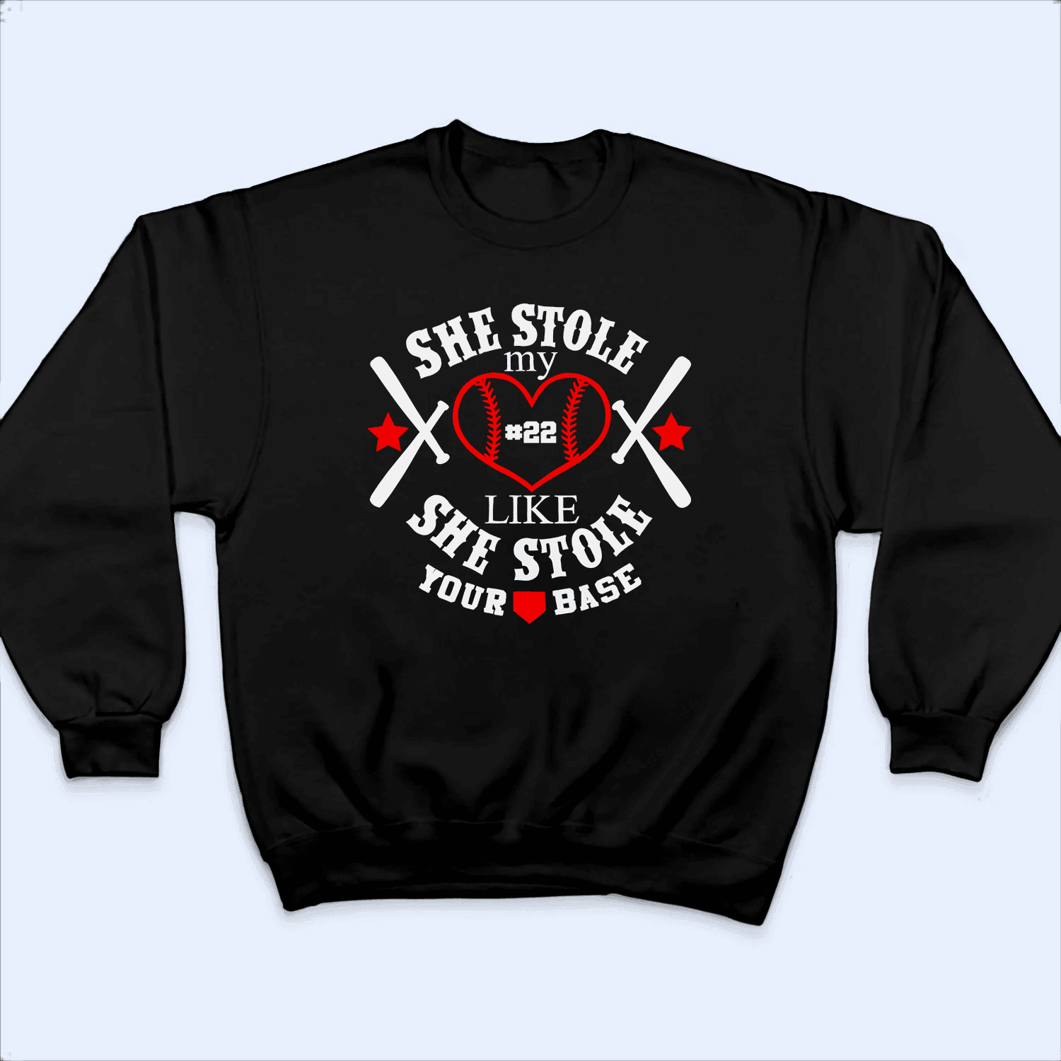 They Stole My Heart Like They Stole Your Base - Baseball/ Softball Cheers Personalized Custom T Shirt - Birthday, Loving, Funny Gift for Grandma/Nana/Mimi, Mom, Wife, Grandparent - Suzitee Store