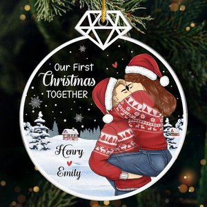 Our First Christmas Together - Personalized Custom Shaped Acrylic Ornament - Christmas Gift For Couple, Husband, Wife