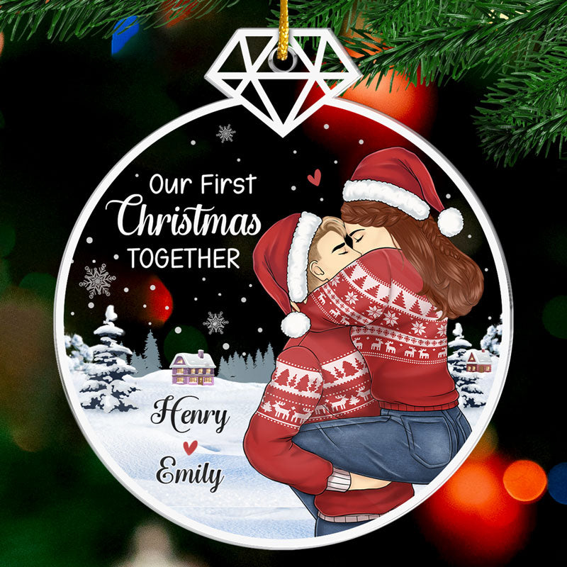 Our First Christmas Together - Personalized Custom Shaped Acrylic Ornament - Christmas Gift For Couple, Husband, Wife