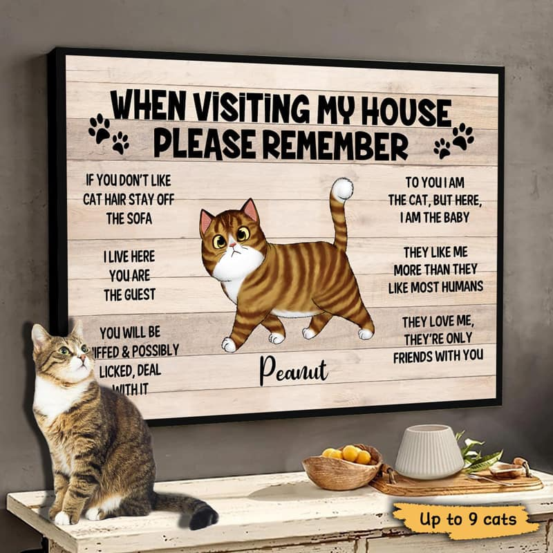 PleaseRememberWhenVisitingCatsHouse-PersonalizedHorizontalPoster-GiftforCatLovers,PetLovers,CatMom,CatDad