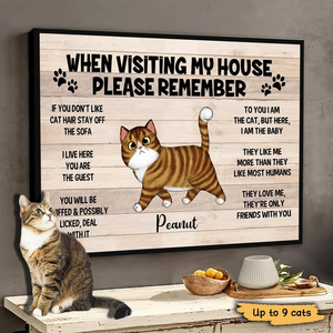 Please Remember When Visiting Cats House - Personalized Horizontal Poster - Gift for Cat Lovers, Pet Lovers, Cat Mom, Cat Dad